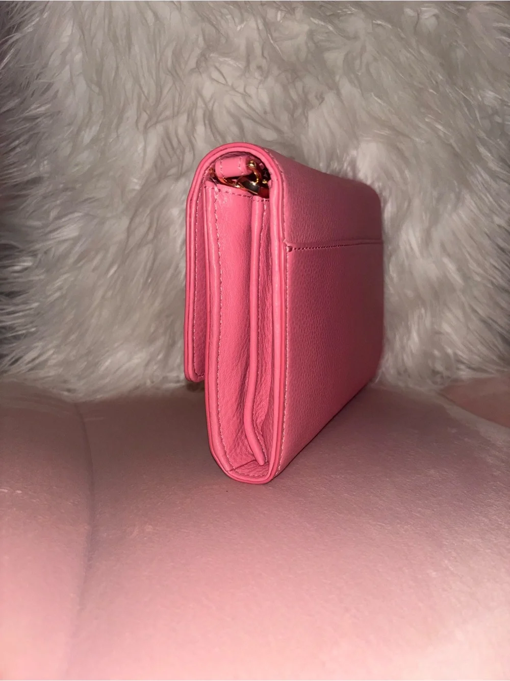Tory Burch Pink Leather Britton chain wallet
